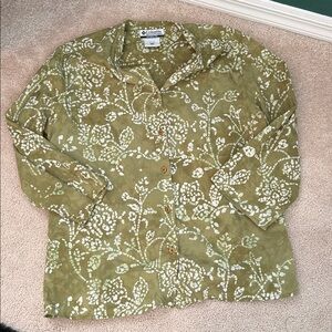 Columbia Olive Green Patterned Women's Shirt SZ L